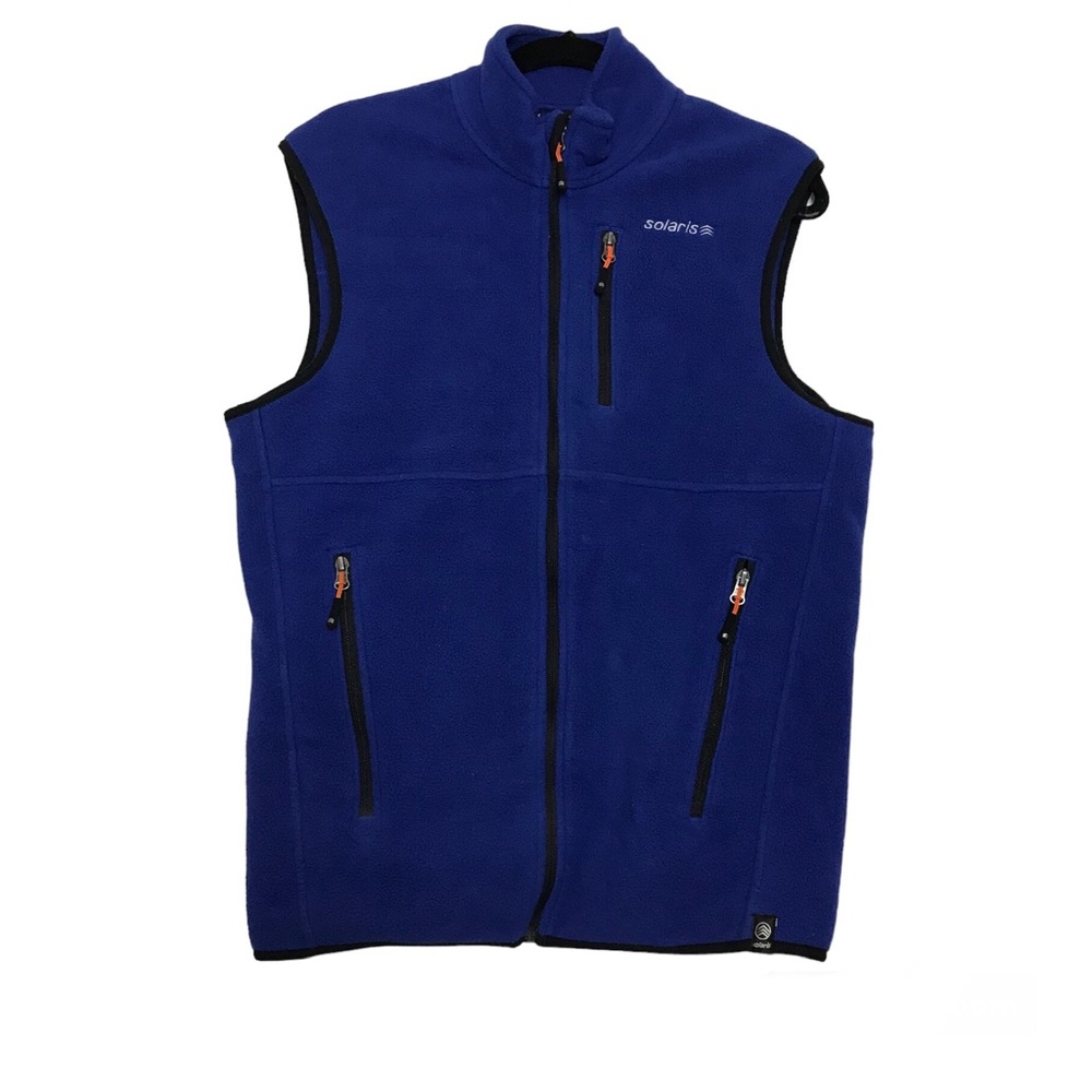 Solaris Blue Fleece Zip Up Multi Pocket Vest Mens Size M Outdoor Athleisure